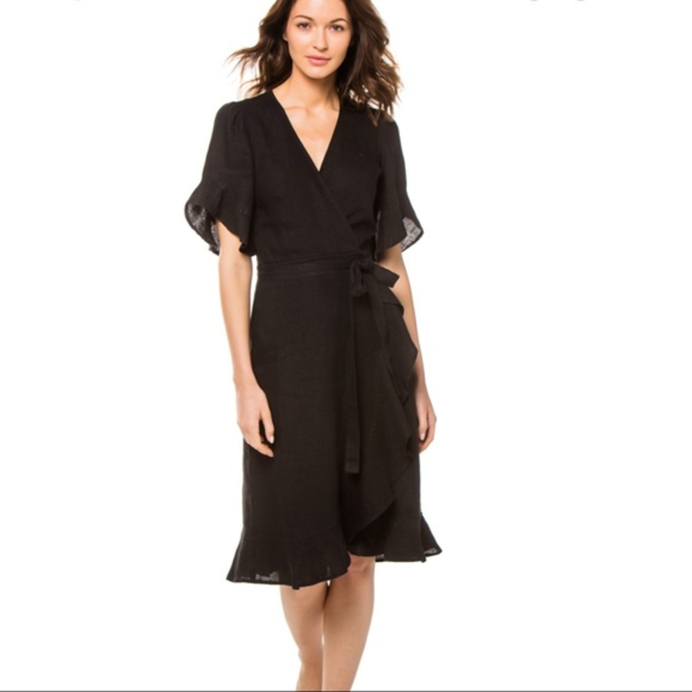 HONORINE  CHARLOTTE LINEN WRAP DRESS L